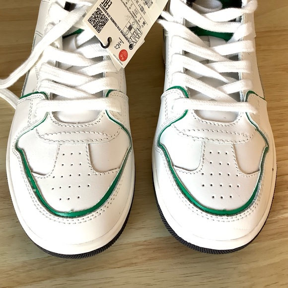 NEW ZARA 36 USA SIZE 6 WHITE GREEN TENNIS ATHLETIC SHOES SOFT LEATHER - Picture 7 of 7